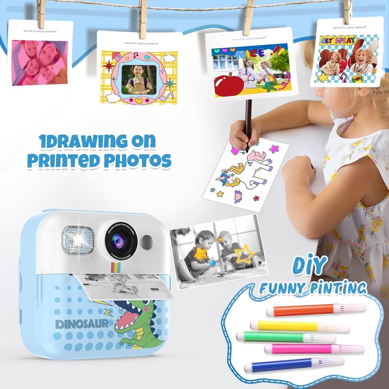 BOFIDAR Instant Print Camera for Kids, Toddler 1080P Toys Printable Selfie Cameras, Christmas Birthday Gifts for Girls Boys Age 3-10 with 3 Roller Photo Paper(Blue) - Image 4